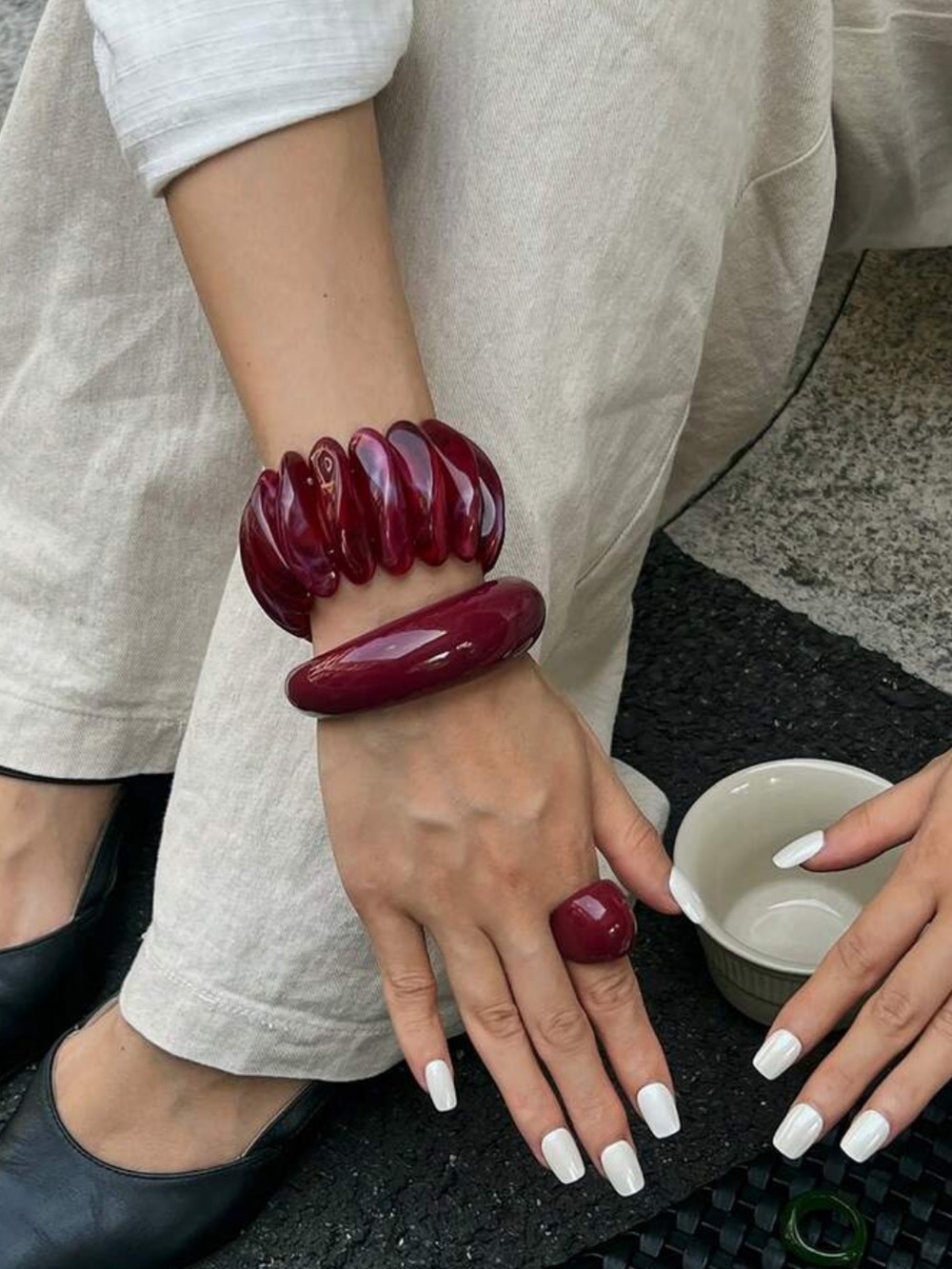 Red Sculpted Bracelet N2309